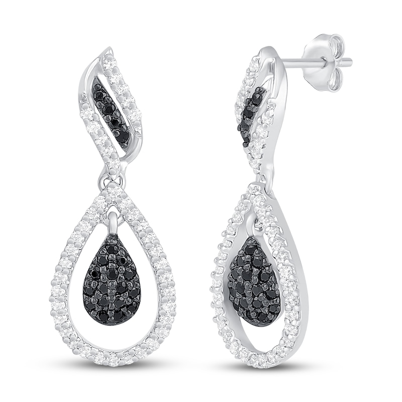 Main Image 1 of Black & White Diamond Earrings 1/2 ct tw Sterling Silver