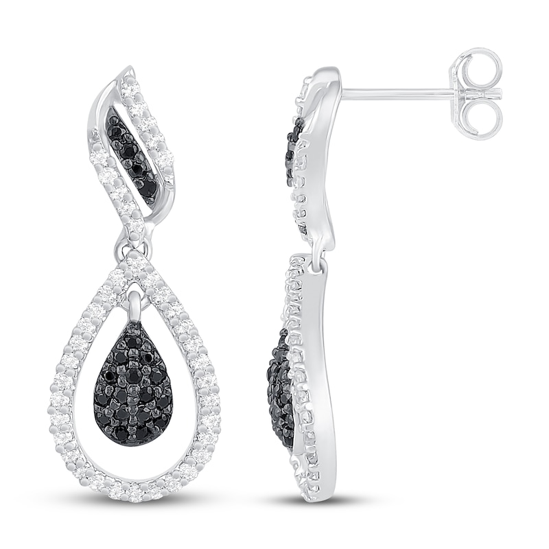 Main Image 2 of Black & White Diamond Earrings 1/2 ct tw Sterling Silver