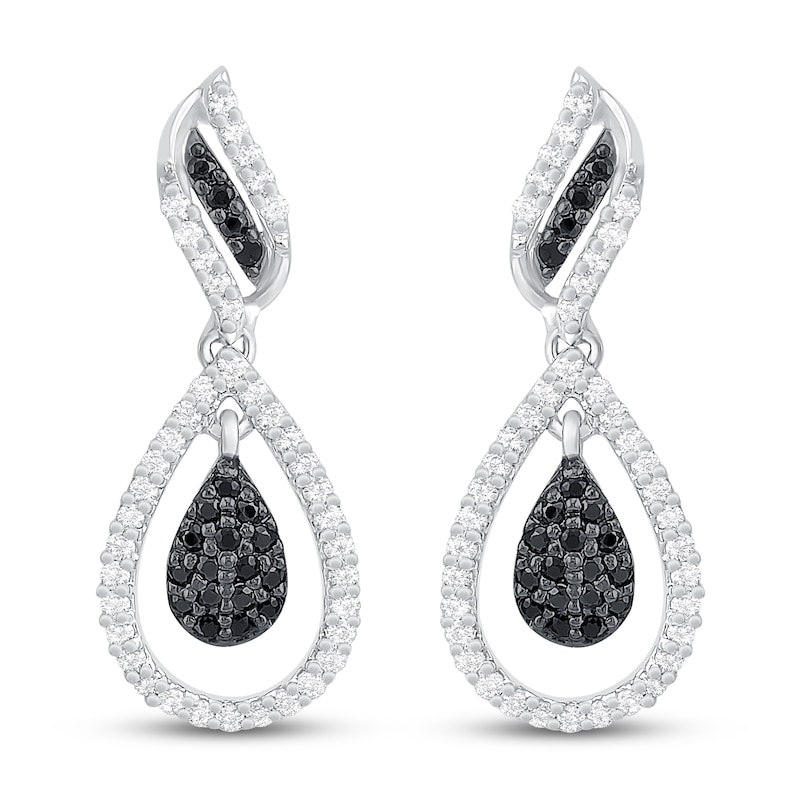 Main Image 3 of Black & White Diamond Earrings 1/2 ct tw Sterling Silver