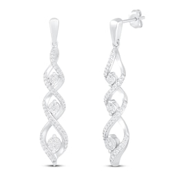 Memories Moments Magic Diamond Dangle Earrings 1/5 ct tw Round-cut Sterling Silver