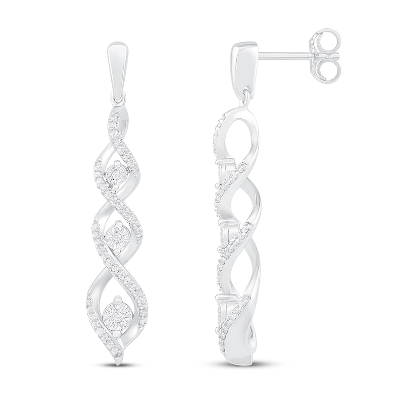 Main Image 2 of Memories Moments Magic Diamond Dangle Earrings 1/5 ct tw Round-cut Sterling Silver