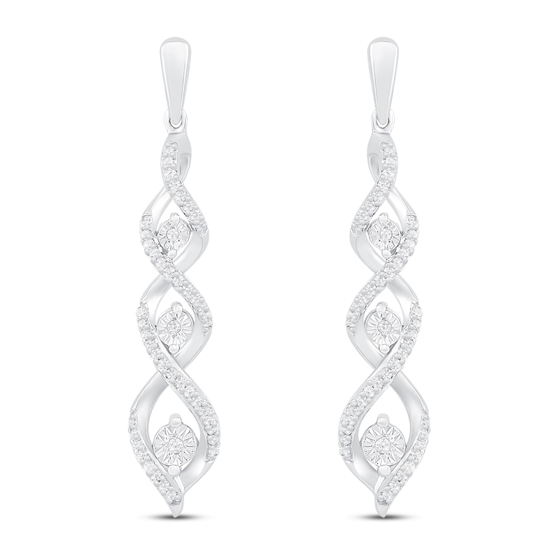 Main Image 3 of Memories Moments Magic Diamond Dangle Earrings 1/5 ct tw Round-cut Sterling Silver