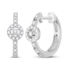 Thumbnail Image 1 of Diamond Halo Hoop Earrings 1/6 ct tw Round-cut 10K White Gold