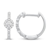 Thumbnail Image 2 of Diamond Halo Hoop Earrings 1/6 ct tw Round-cut 10K White Gold