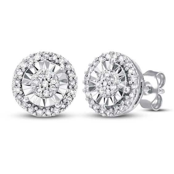 Diamond Earrings 1/4 ct tw Round-cut Sterling Silver