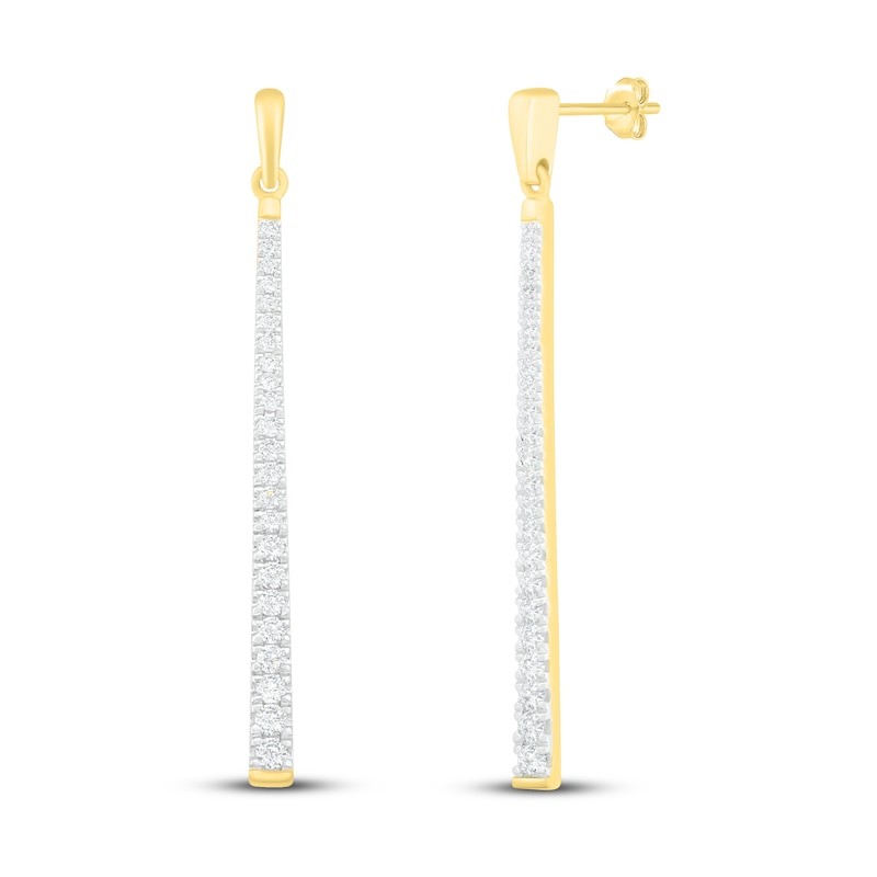 Main Image 1 of Diamond Drop Earrings 1/2 ct tw Round-Cut 10K Yellow Gold