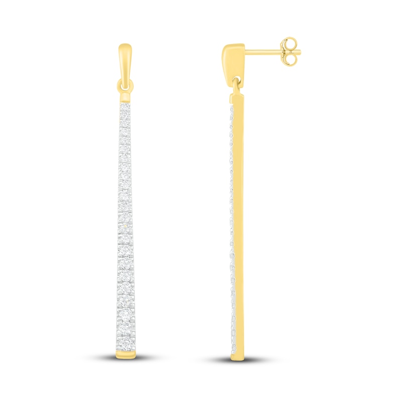 Main Image 2 of Diamond Drop Earrings 1/2 ct tw Round-Cut 10K Yellow Gold