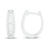 Thumbnail Image 2 of Diamond Hoop Earrings 5/8 ct tw Baguette/Round-Cut 10K White Gold