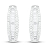 Thumbnail Image 3 of Diamond Hoop Earrings 5/8 ct tw Baguette/Round-Cut 10K White Gold