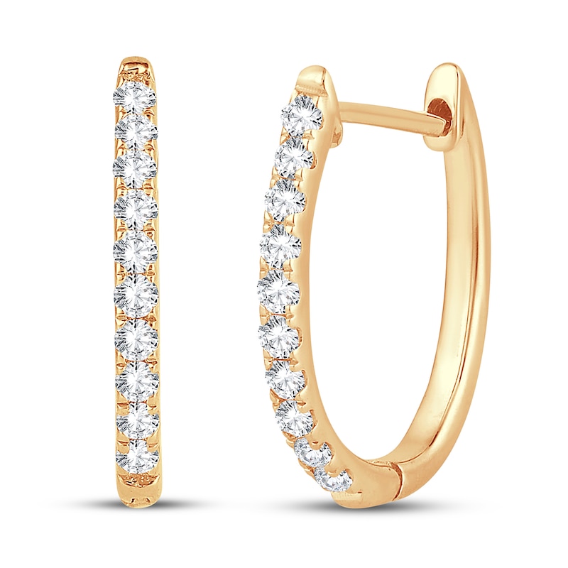 Diamond Hoop Earrings 1/4 ct tw Round-Cut 10K Yellow Gold