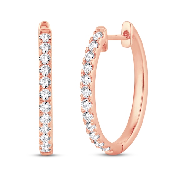 Diamond Hoop Earrings 1/2 ct tw Round-Cut 10K Rose Gold