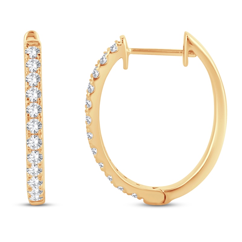 Diamond Hoop Earrings 1/2 ct tw Round-Cut 10K Yellow Gold