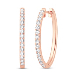 Diamond Hoop Earrings 3/4 ct tw Round-Cut 10K Rose Gold