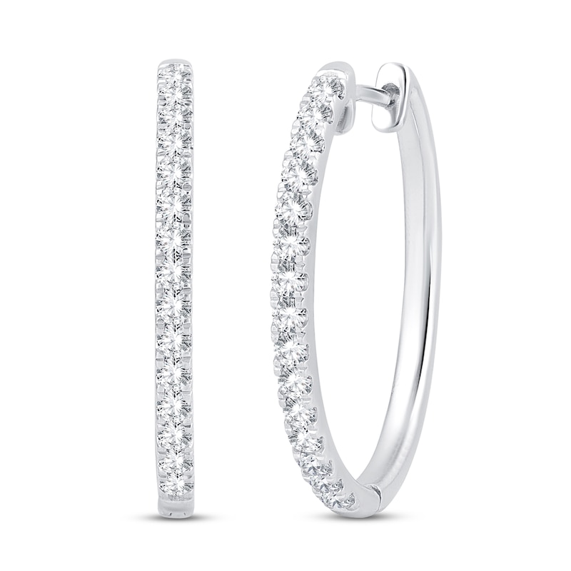 Diamond Hoop Earrings 3/4 ct tw Round-Cut 10K White Gold