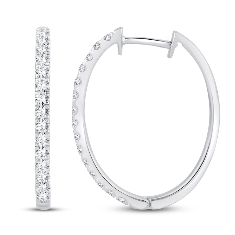 Diamond Hoop Earrings 3/4 ct tw Round-Cut 10K White Gold