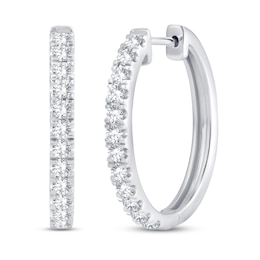 Diamond Hoop Earrings 1 ct tw Round-Cut 10K White Gold