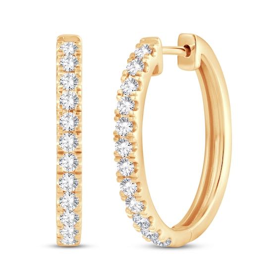 Diamond Hoop Earrings 1 ct tw Round-Cut 10K Yellow Gold