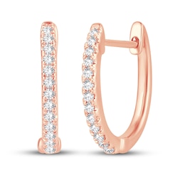 Diamond Hoop Earrings 1/8 ct tw Round-Cut 10K Rose Gold