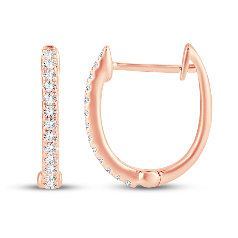 Diamond Hoop Earrings 1/8 ct tw Round-Cut 10K Rose Gold