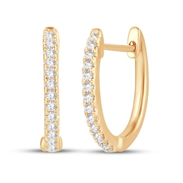 Diamond Hoop Earrings 1/8 ct tw Round-Cut 10K Yellow Gold