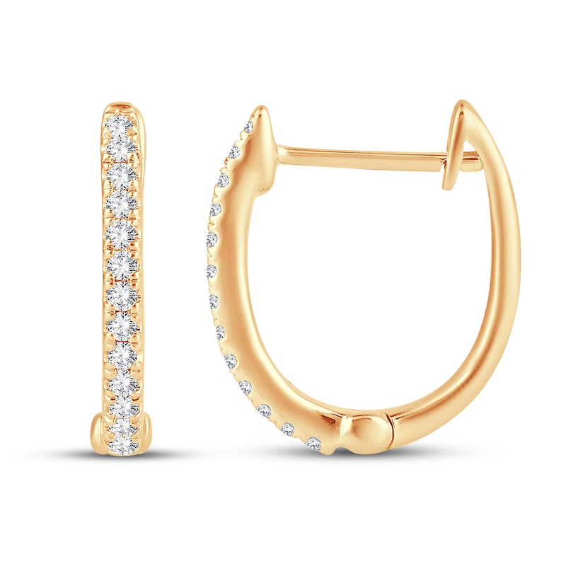 Diamond Hoop Earrings 1/8 ct tw Round-Cut 10K Yellow Gold