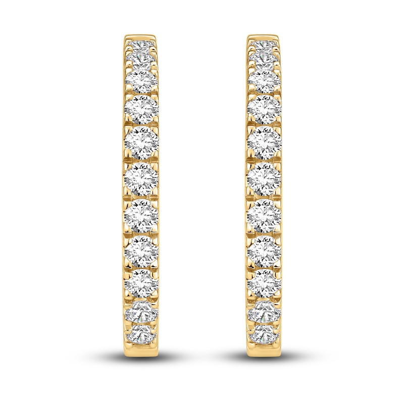 Diamond Hoop Earrings 3 ct tw Round-cut 10K Yellow Gold