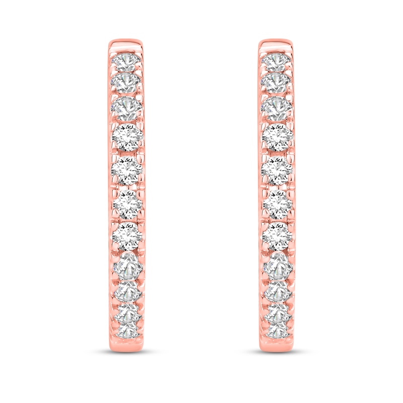 Main Image 2 of Diamond Hoop Earrings 1 ct tw Round-cut 10K Rose Gold