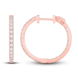 Diamond Hoop Earrings 2 ct tw Round-cut 10K Rose Gold