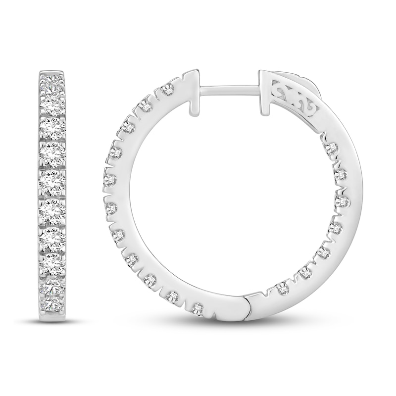 Main Image 1 of Diamond Hoop Earrings 3 ct tw Round-cut 10K White Gold