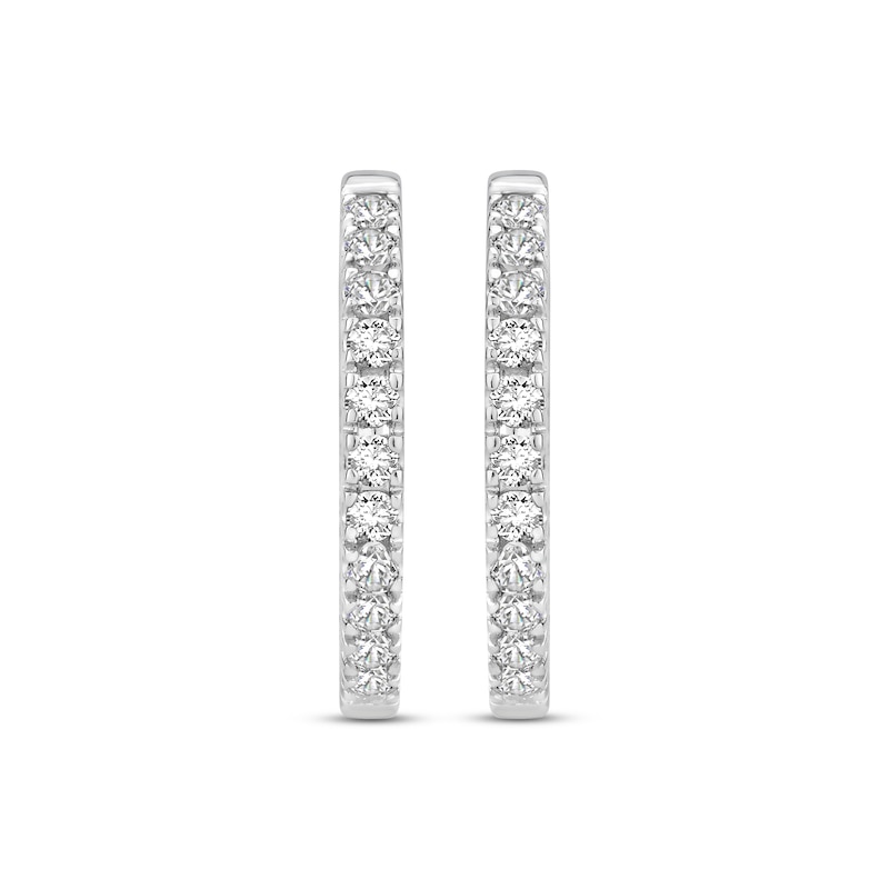 Main Image 2 of Diamond Hoop Earrings 1 ct tw Round-cut 10K White Gold