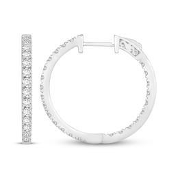 Diamond Hoop Earrings 2 ct tw Round-cut 10K White Gold