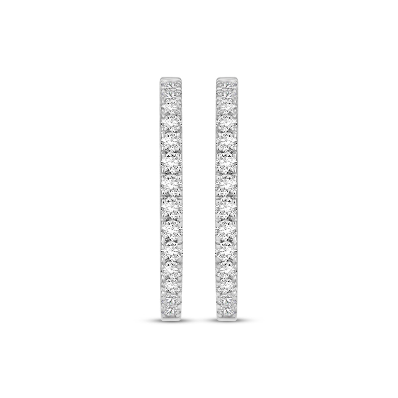 Diamond Hoop Earrings 2 ct tw Round-cut 10K White Gold