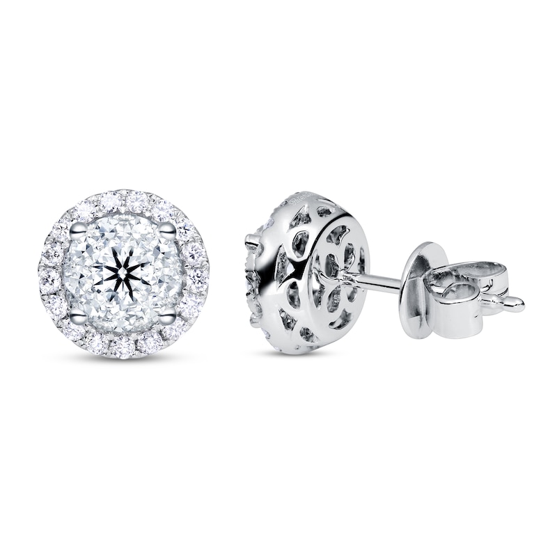 Main Image 1 of Diamond Stud Earrings 1-1/8 ct tw Round-Cut 14K White Gold