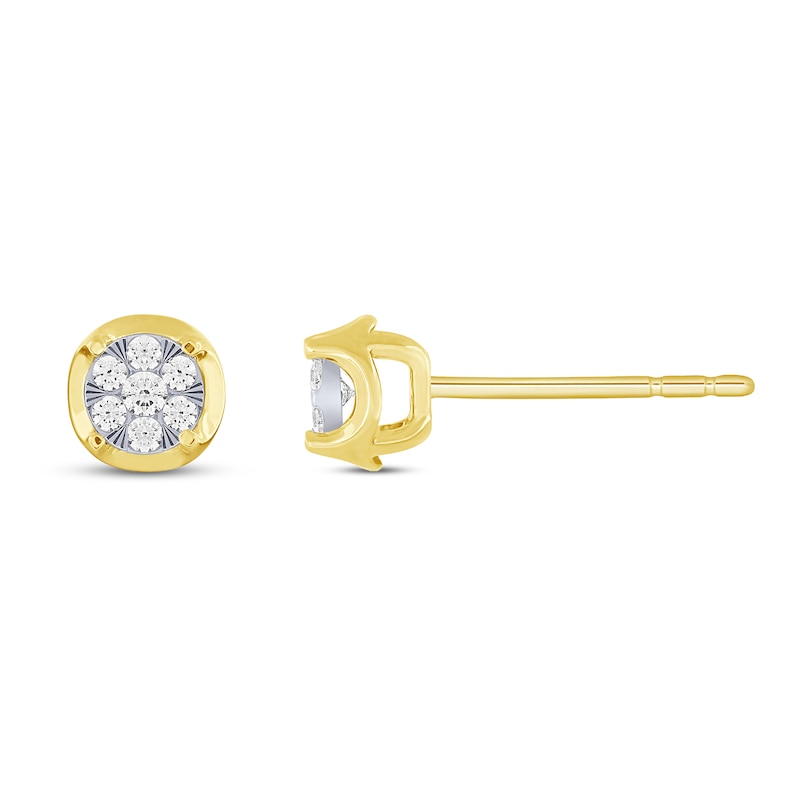 Main Image 1 of Diamond Stud Earrings 1/8 ct tw 10K Two-Tone Gold