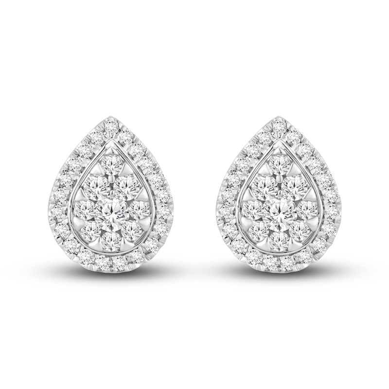 Main Image 2 of Multi-Diamond Earrings 1 ct tw Round-cut 10K White Gold