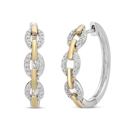 Diamond Hoop Earrings 1/4 ct tw Round-cut 10K Yellow Gold & Sterling Silver