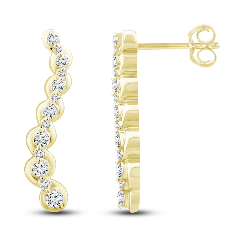 Diamond Journey Earrings 1 ct tw Round-Cut 10K Yellow Gold