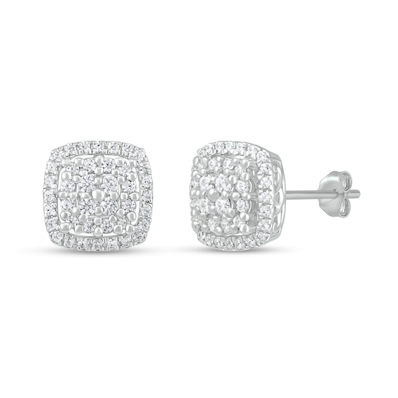 Diamond Cluster Earrings 1/4 ct tw Round-Cut 10K White Gold