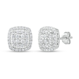 Diamond Cluster Earrings 1/2 ct tw Round-Cut 10K White Gold