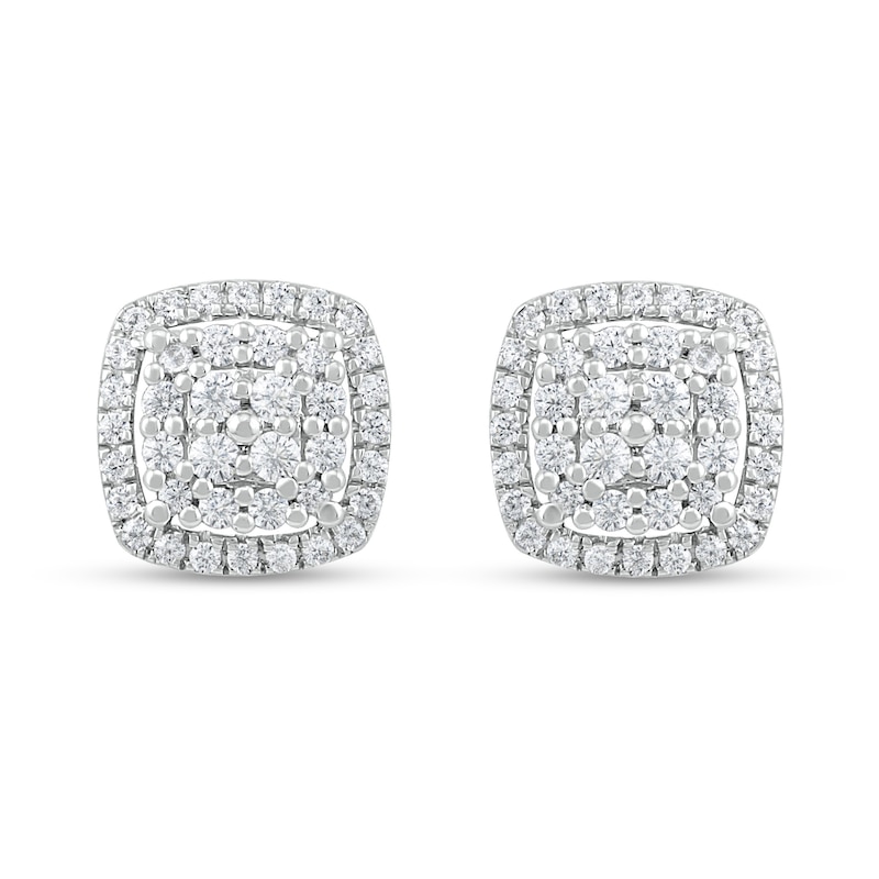 Diamond Cluster Earrings 1/2 ct tw Round-Cut 10K White Gold