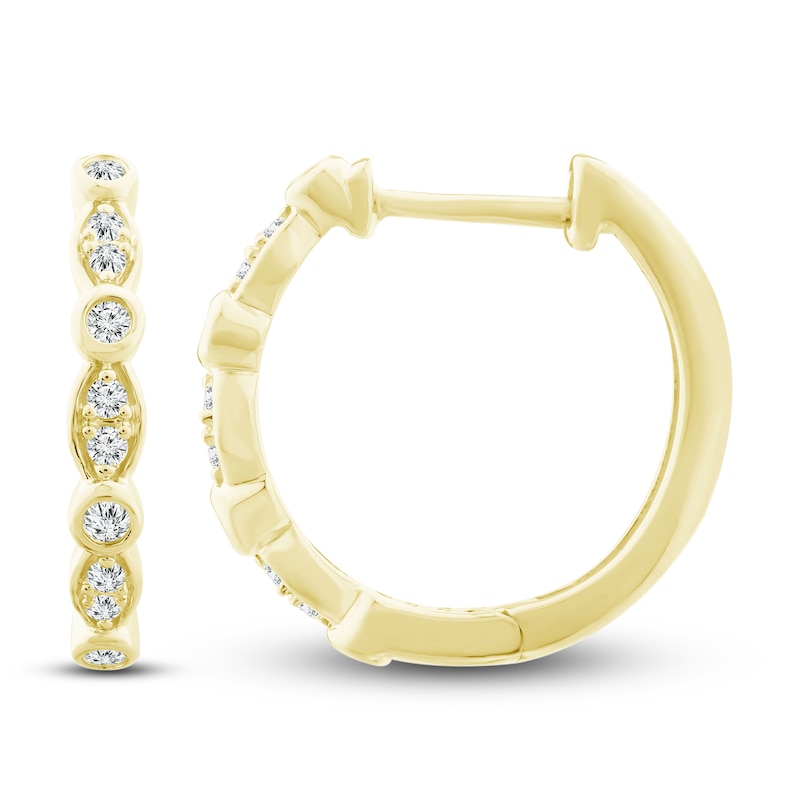 Diamond Hoop Earrings 1/6 ct tw Round-Cut 10K Yellow Gold | Kay Outlet