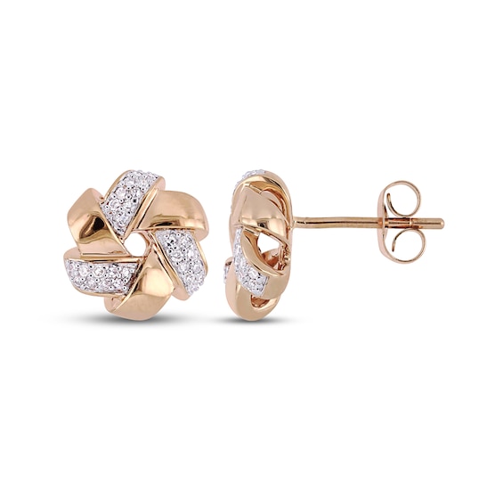 Diamond Stud Earrings 1/6 ct tw Round-Cut 14K Rose Gold