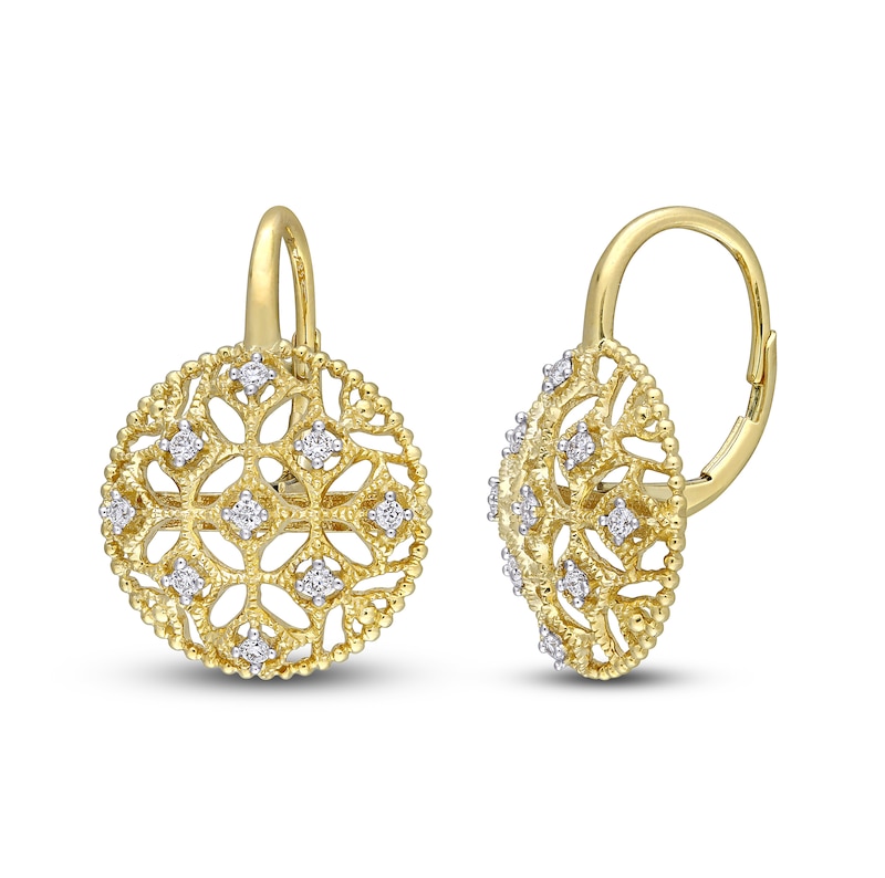 Main Image 1 of Diamond Drop Earrings 1/5 ct tw Round-Cut 14K Yellow Gold