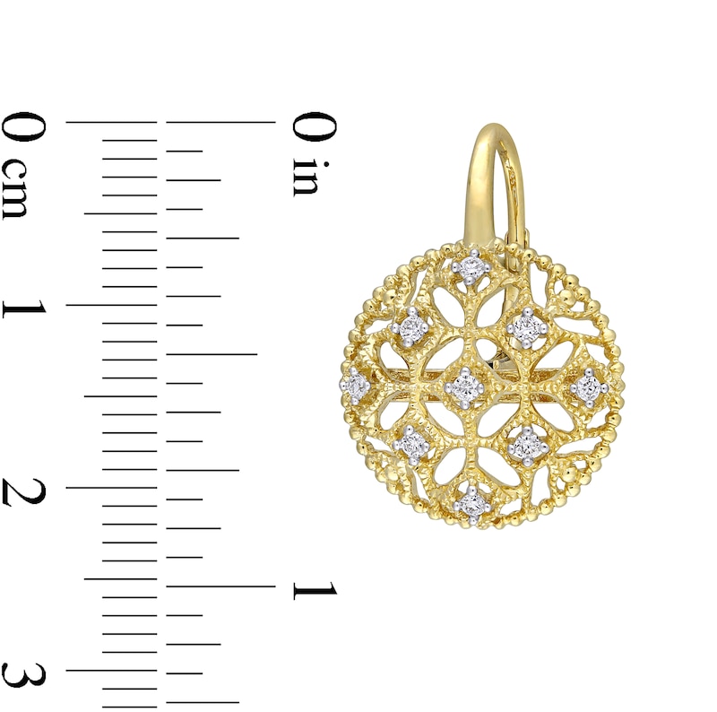 Main Image 3 of Diamond Drop Earrings 1/5 ct tw Round-Cut 14K Yellow Gold