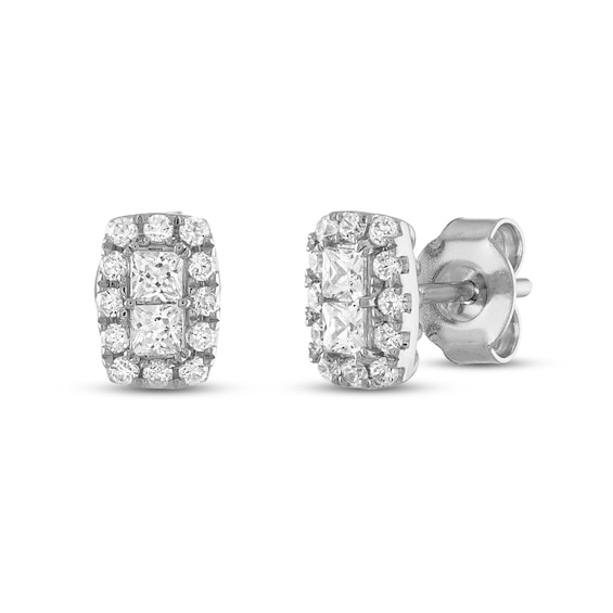 Men's Diamond Stud Earrings Round-cut 10K White Gold