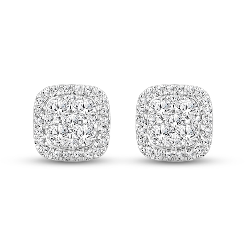 Main Image 2 of Multi-Diamond Earrings 1 ct tw Round-cut 14K White Gold