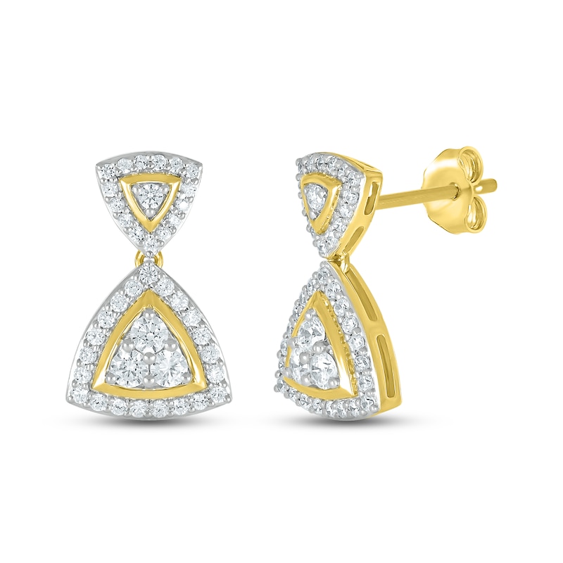 Main Image 1 of Diamond Drop Earrings 1/2 ct tw Round-cut 10K Yellow Gold