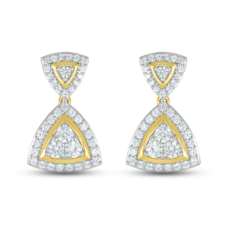 Main Image 2 of Diamond Drop Earrings 1/2 ct tw Round-cut 10K Yellow Gold