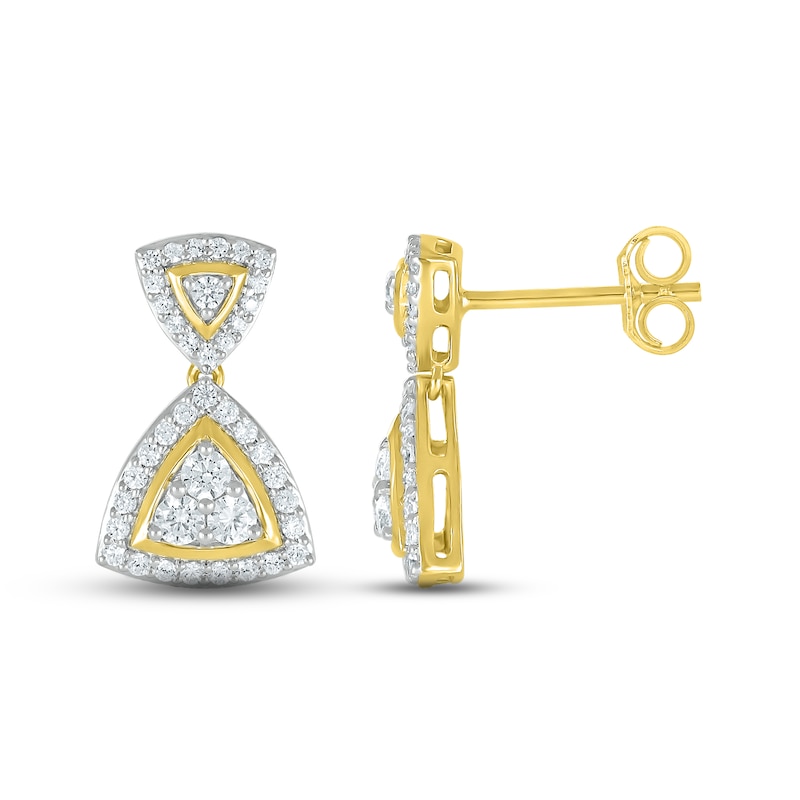 Main Image 3 of Diamond Drop Earrings 1/2 ct tw Round-cut 10K Yellow Gold