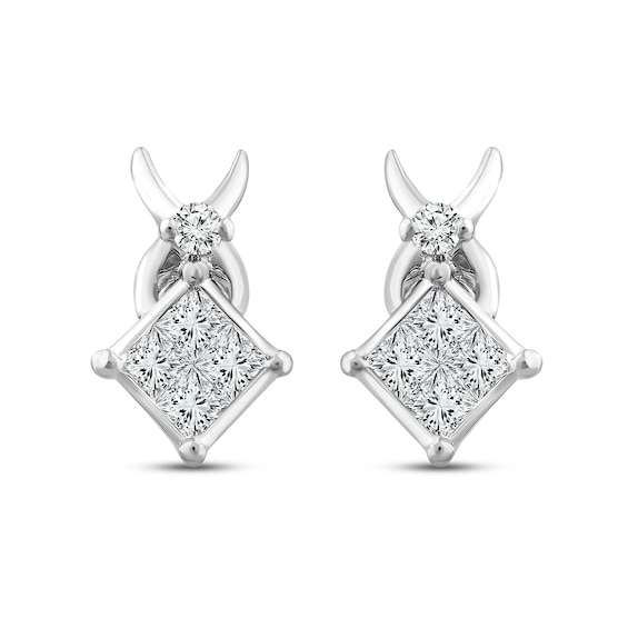 XO from KAY Diamond Earrings 1/4 ct tw Round & Princess-cut 10K White Gold